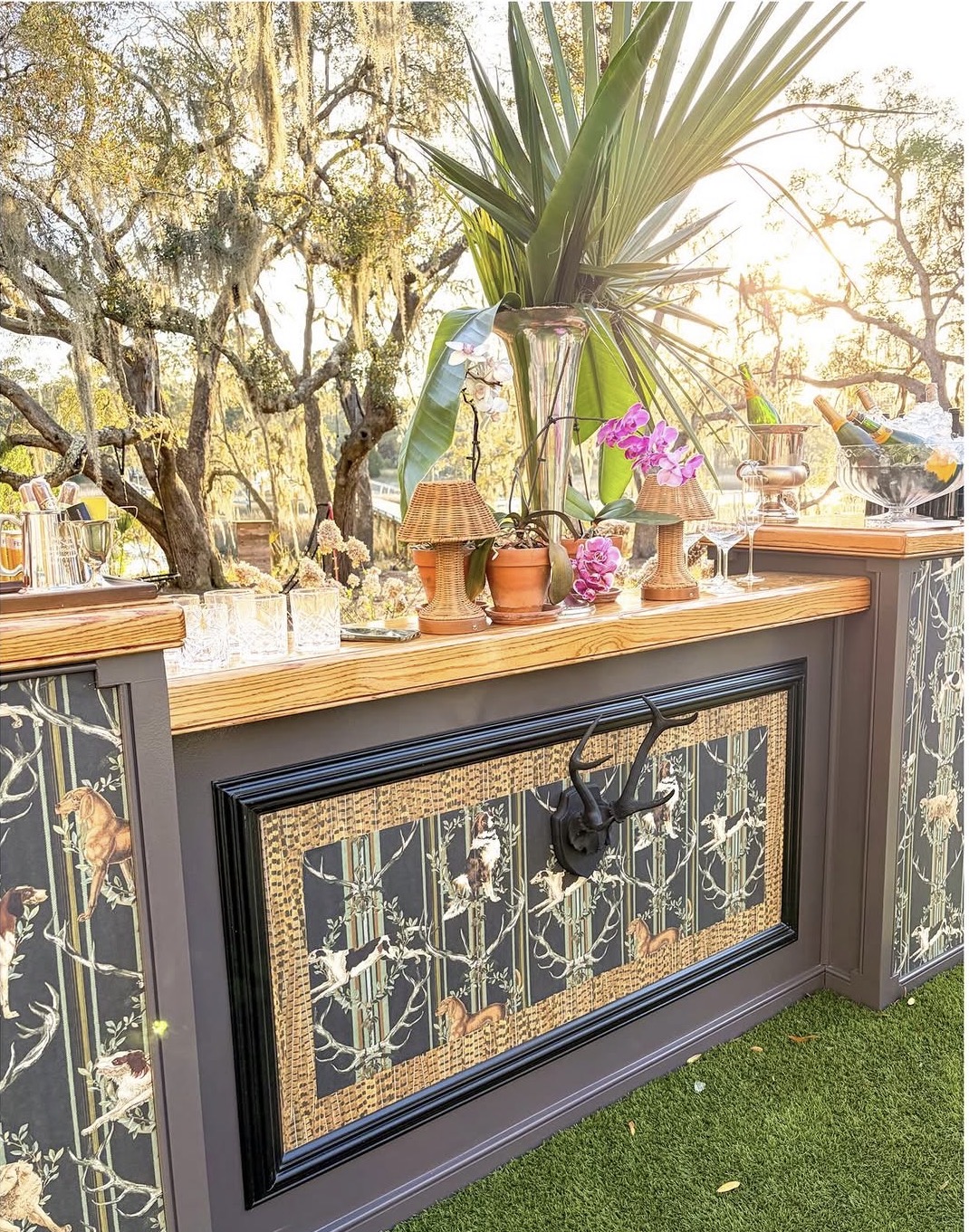 Luxury outdoor bar at sunset in Charleston